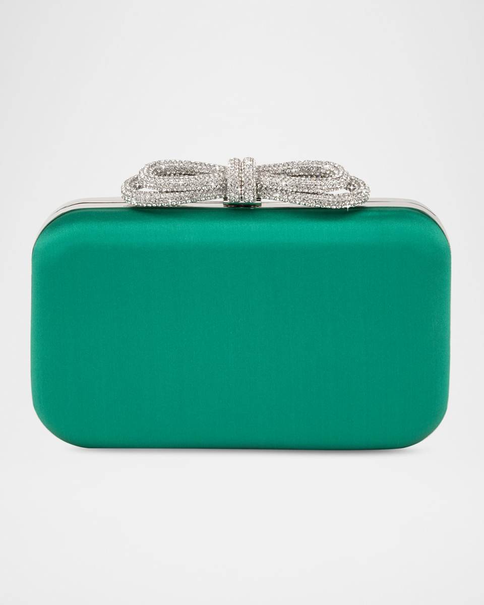 Galaxy Bow Embellished Satin Clutch Bag